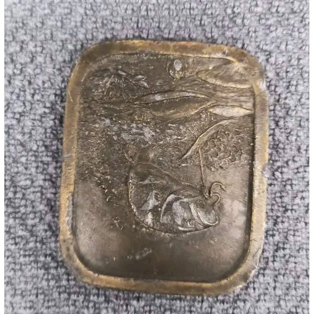 Vintage 1976 Largemouth Bass Brass Belt Buckle by Indiana Metal Craft